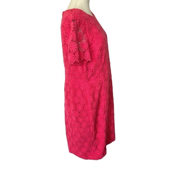 Talbots Floral Hot Pink Lacey Midi Dress Short Sleeve 12 - Picture 5 of 7